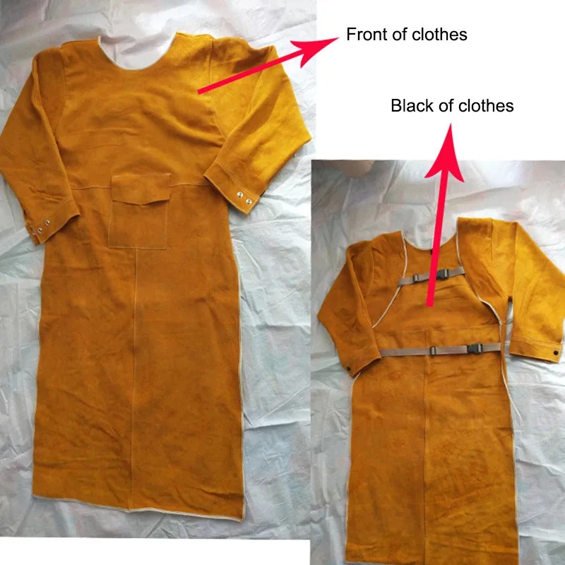 Delantal de soldadura de piel de vaca, ropa protectora de soldador de manga larga ignífuga, resistente al desgaste, trabajo antiescaldado - imagen 5
