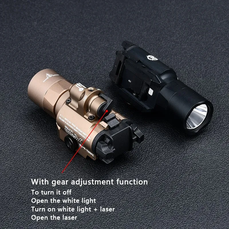 WADSN X400 X400U luz LED para arma táctica, láser rojo y verde, 510 lúmenes, Rifle de caza, linterna para pistola, riel Picatinny de 20MM - imagen 3