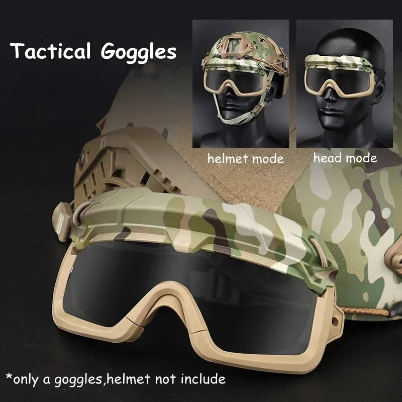 Gafas tácticas de Paintball Airsoft a prueba de viento antivaho CS juego de guerra gafas de protección para senderismo se adapta al casco táctico - imagen 3