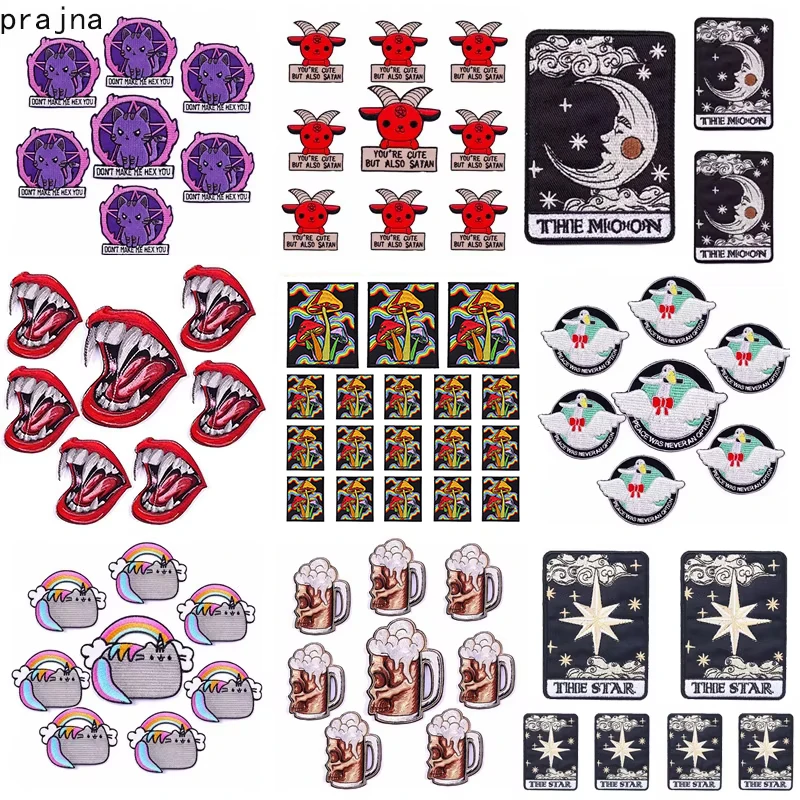 Parche bordado de animales de dibujos animados, parches para planchar para ropa, parches Punk para ropa, apliques, pegatinas de Van Gogh, venta al por mayor, 10 Uds. - imagen 3