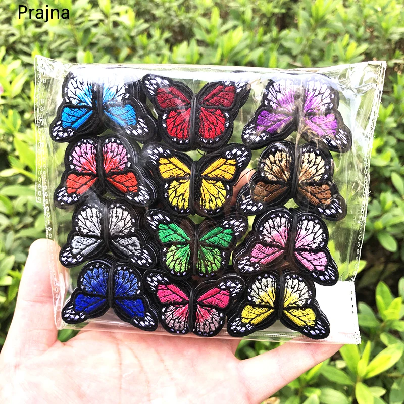 Parche bordado de mariposa de 12 colores, parches para planchar en ropa, suéter, falda, decoración de ropa, sombrero, mochila, insignias para coser