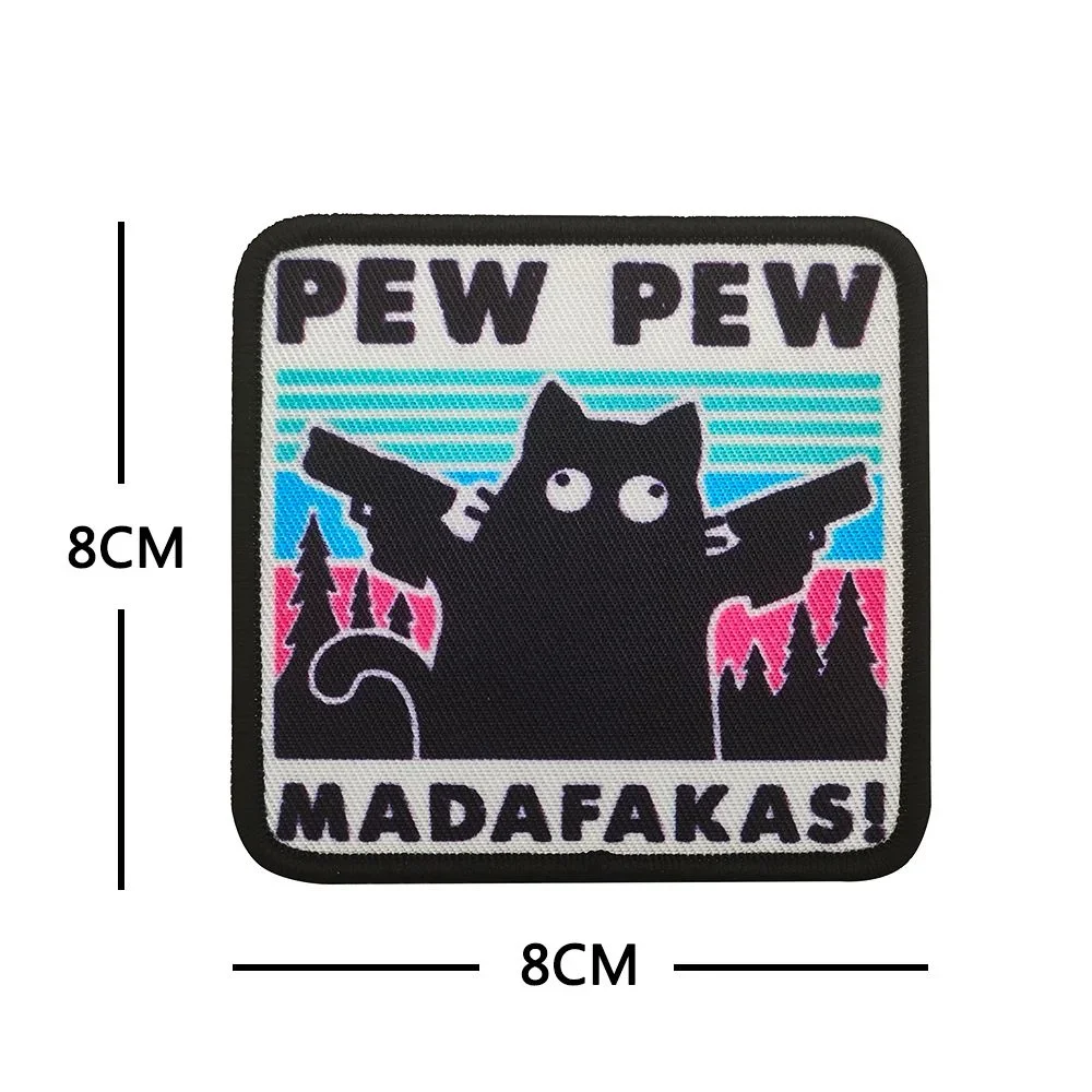 Parche de Anime de gato de dibujos animados bordado en ropa Punk, parches de gancho y bucle, mochila, equipo táctico, insignias divertidas, pegatinas - imagen 5