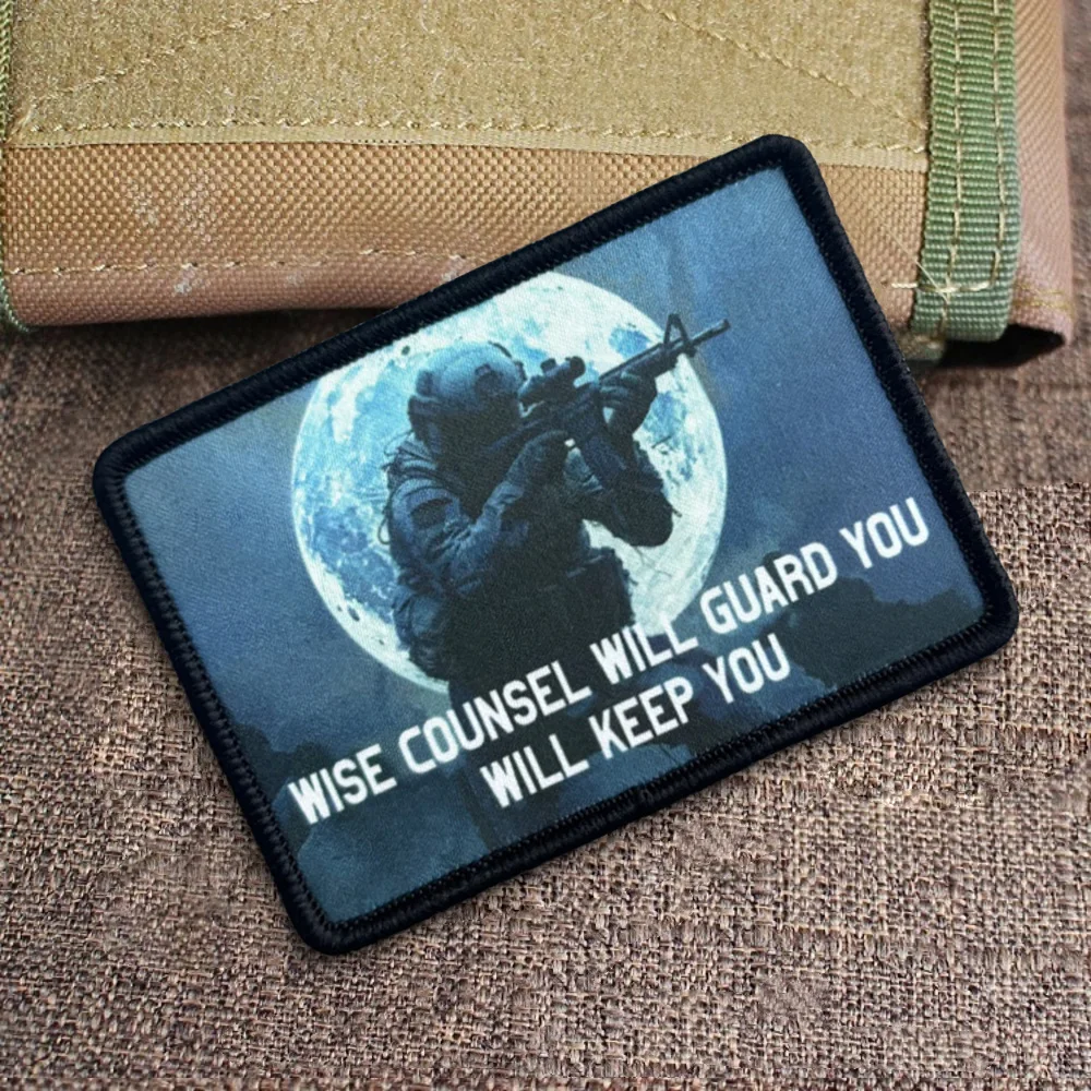 WISE COUNSEL WILL GUARD YOU WILL KEEP YOU Morale parche táctico gancho bucle parches insignia militar mochila pegatinas apliques - imagen 5