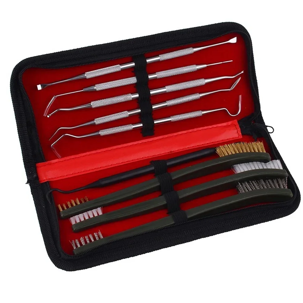 Gran oferta 9 unids/set Kit de limpieza de armas Universal Kit de limpieza de armas de caza cepillo juego de limpieza de armas herramienta de selección de pistola - imagen 4