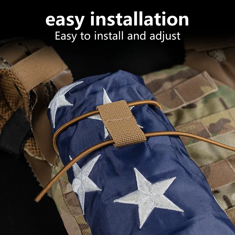 Kit de cuerda elástica con bandera, correa fija, correa ajustable que absorbe los golpes, correa para chaleco MOLLE, almacenamiento - imagen 3