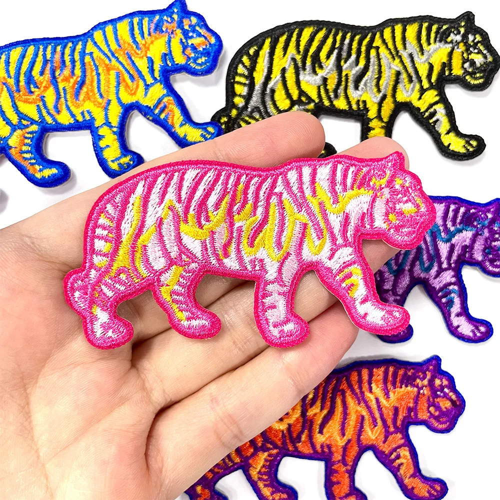 10 unids/lote parche bordado de tigre colorido sombreros chaquetas bolsos parches bordados parches para planchar para ropa pegatinas para coser insignia - imagen 5