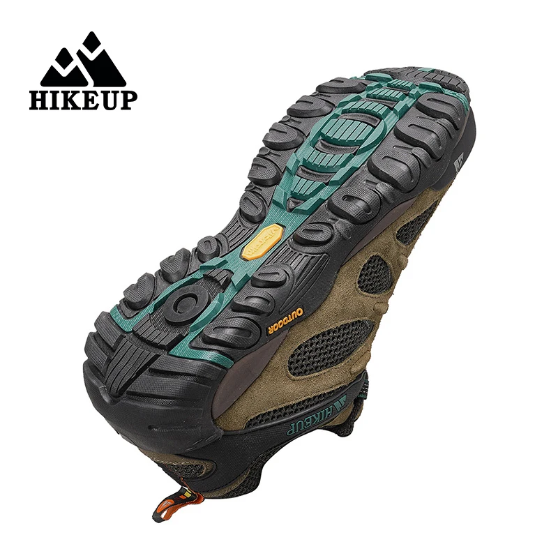 HIKEUP-zapatos de senderismo de cuero para hombre, calzado deportivo resistente al desgaste, con cordones, para escalada, Trekking y caza, novedad - imagen 5