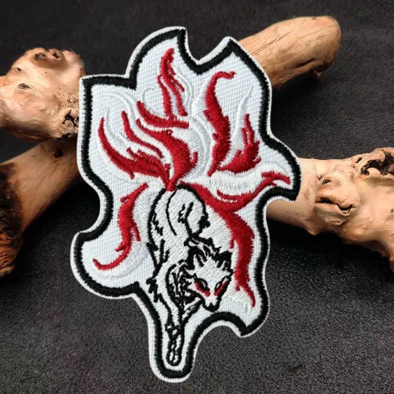 Parche bordado de zorro de nueve colas, chaleco táctico, insignia de moral con gancho y bucle, pegatinas decorativas para mochila, parches para brazalete para ropa - imagen 5