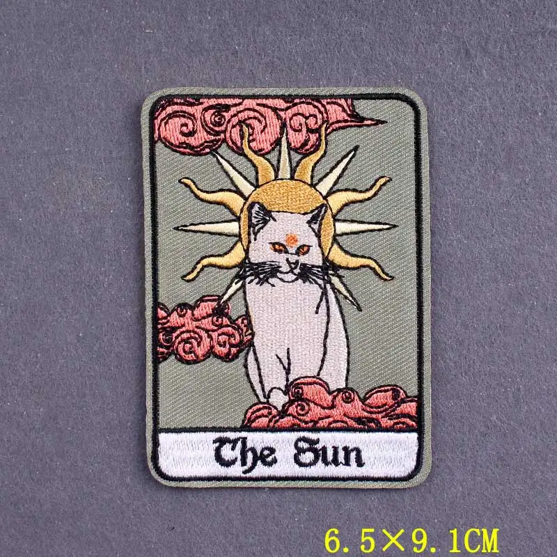 Parche de Tarot para planchar, parches bordados con lazo de gancho para ropa, parches de ropa con palabras DIY con insignias de hierro - imagen 5