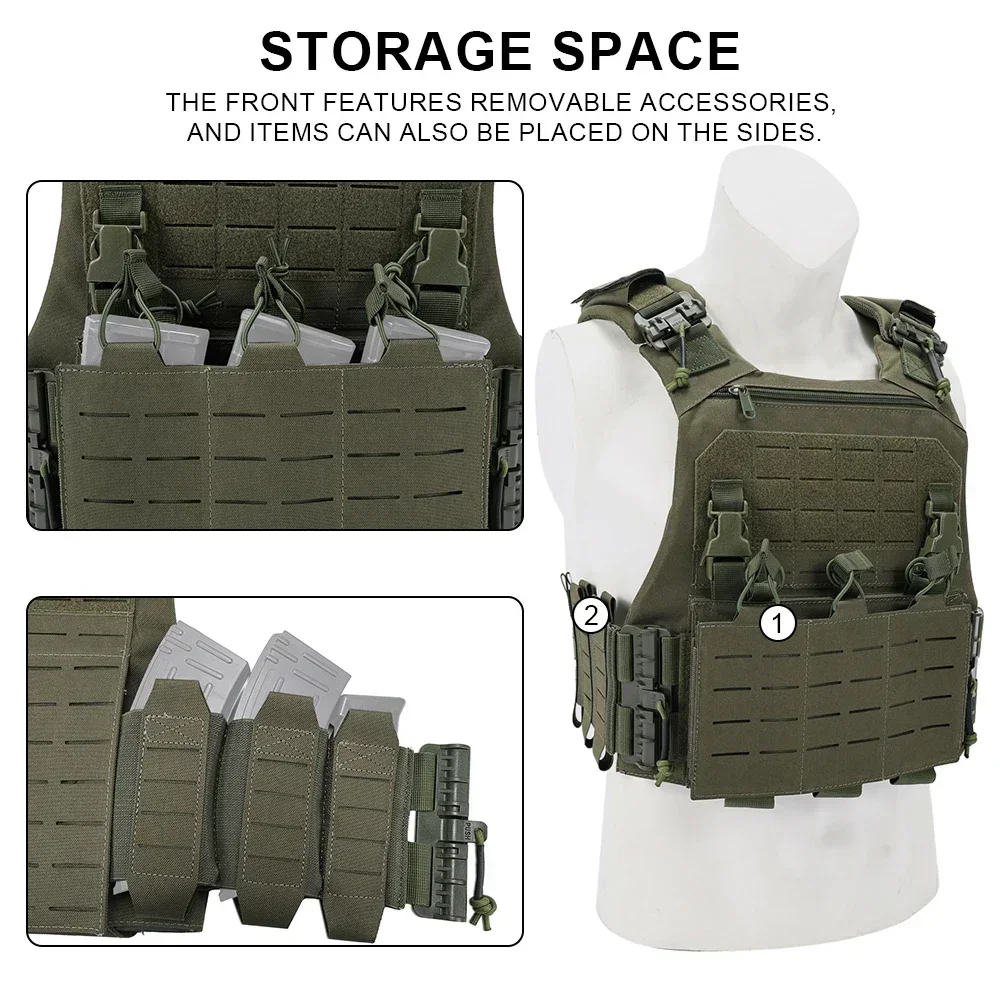 Tactical VCU Vest Lightweight Laser Cut Plate Quick Release Buckle Gear Hunting Plate Carrier With 556 762 Magazine Pouch - imagen 5