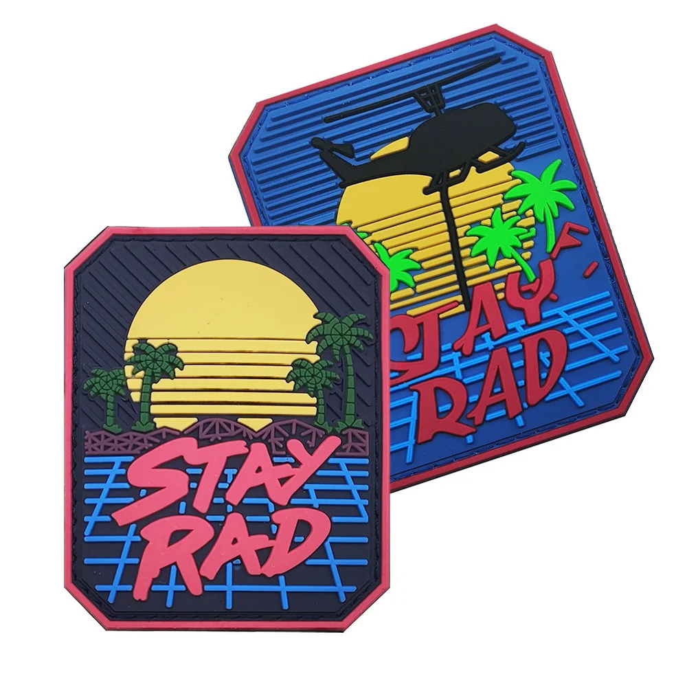 Insignia de goma de PVC para playa, paisaje costero, pegatina de amanecer, avión de vacaciones, brazalete azul DIY con parche para mochila - imagen 4