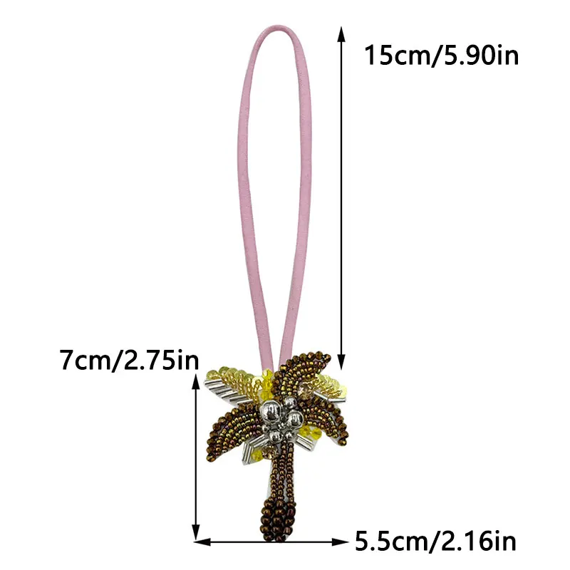 Parche con cuentas de árbol de coco, cuentas, bolsa de palmera, colgante, diamantes de imitación, colgante hecho a mano, joyería de Festival bohemio con cuerda - imagen 3