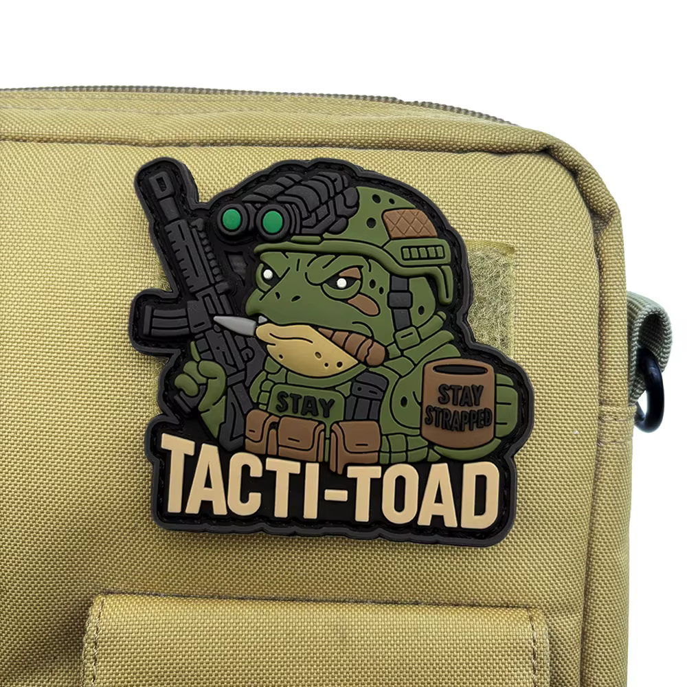 Parche táctico PVC sapo – Emblema de moral con velcro para mochila