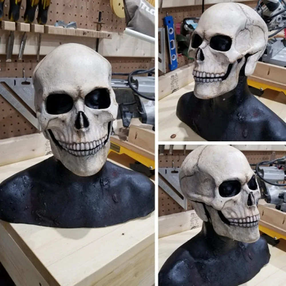 Máscara de látex de terror terrorífico para Halloween, máscara de calavera de cabeza completa, casco de Cosplay, máscara de mandíbula, regalos, disfraz de fiesta, máscara profesional - imagen 4
