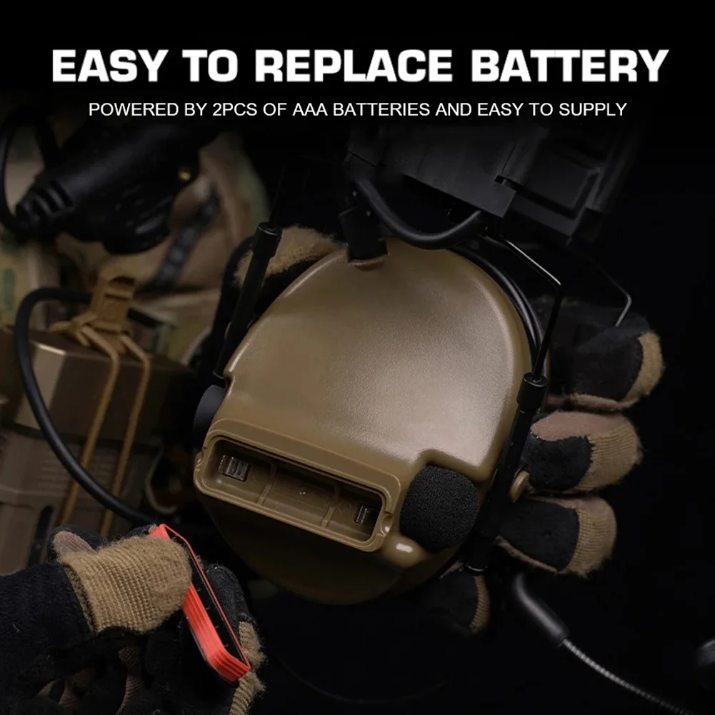 Auriculares tácticos C5 con cancelación de ruido y recogida de sonido, cascos plegables montados en la cabeza, Airsoft, comunicación de caza, orejera auditiva - imagen 3