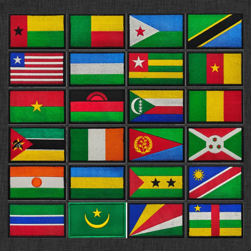 Djibouti Tanzania Sierra Leone Guinea Bissau Benin Gambia bandera de países africanos parche militar para ropa bordado costura - imagen 2