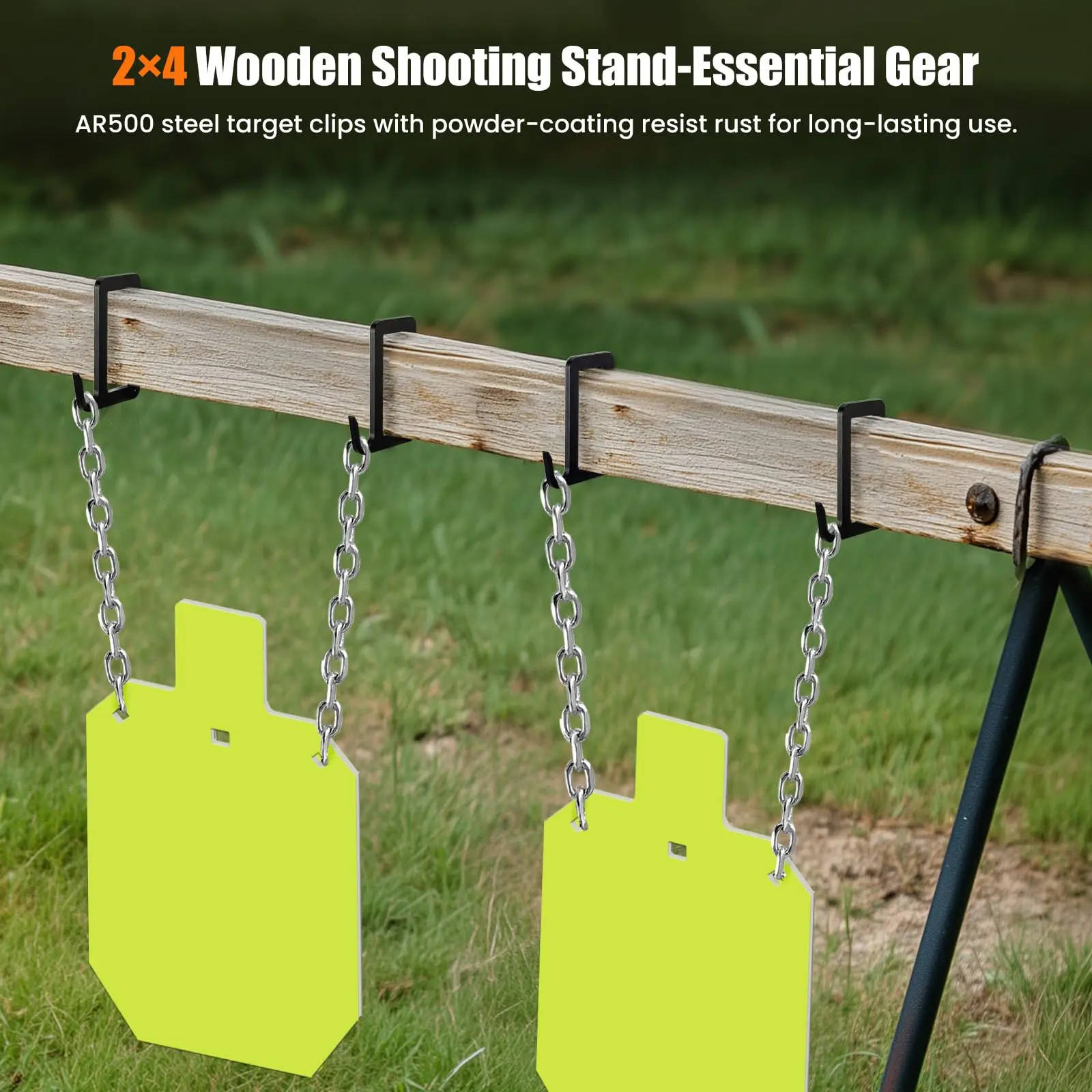 Colgador de objetivo de acero 2x4 para disparar, soportes de soporte de objetivo AR500 resistentes, Kit de soporte de montaje de Clip de gancho de tiro para rango al aire libre - imagen 5