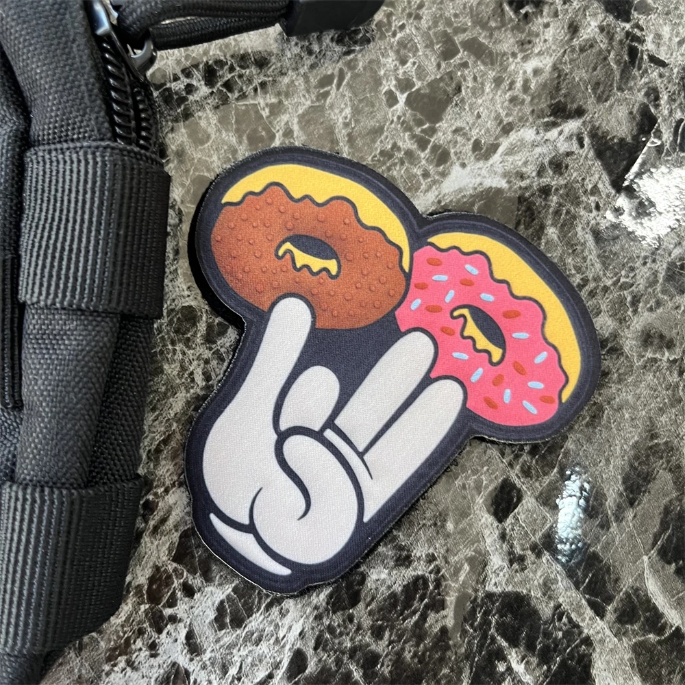 Parches de emblema de moral de Fitness de Donut de dedo, brazalete táctico, insignia militar, mochila, pegatinas impresas de gancho y bucle - imagen 3