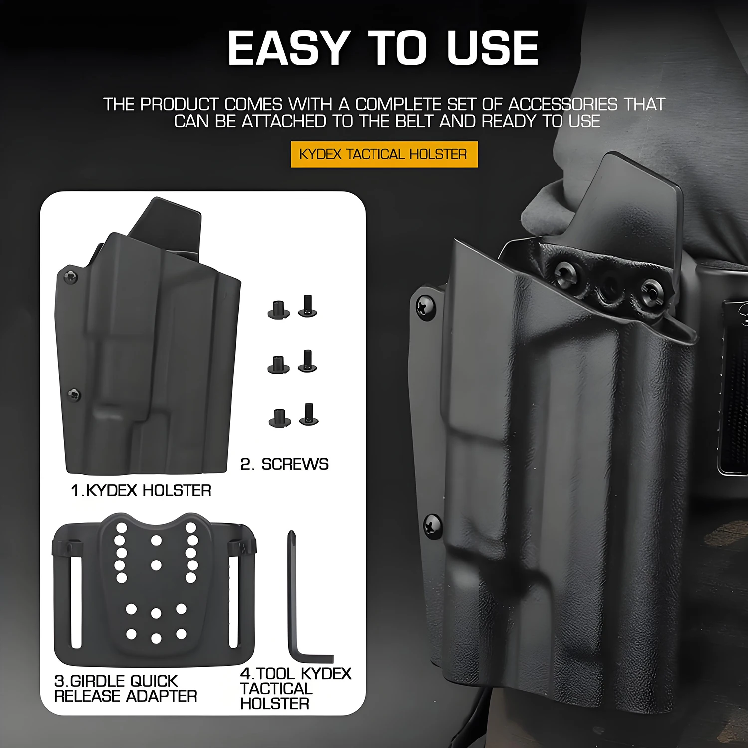 Funda ligera táctica P226 X300, funda OWB de retención ajustable de extracción rápida, adaptador de cinturón de liberación rápida para trabajo y Airsoft - imagen 4