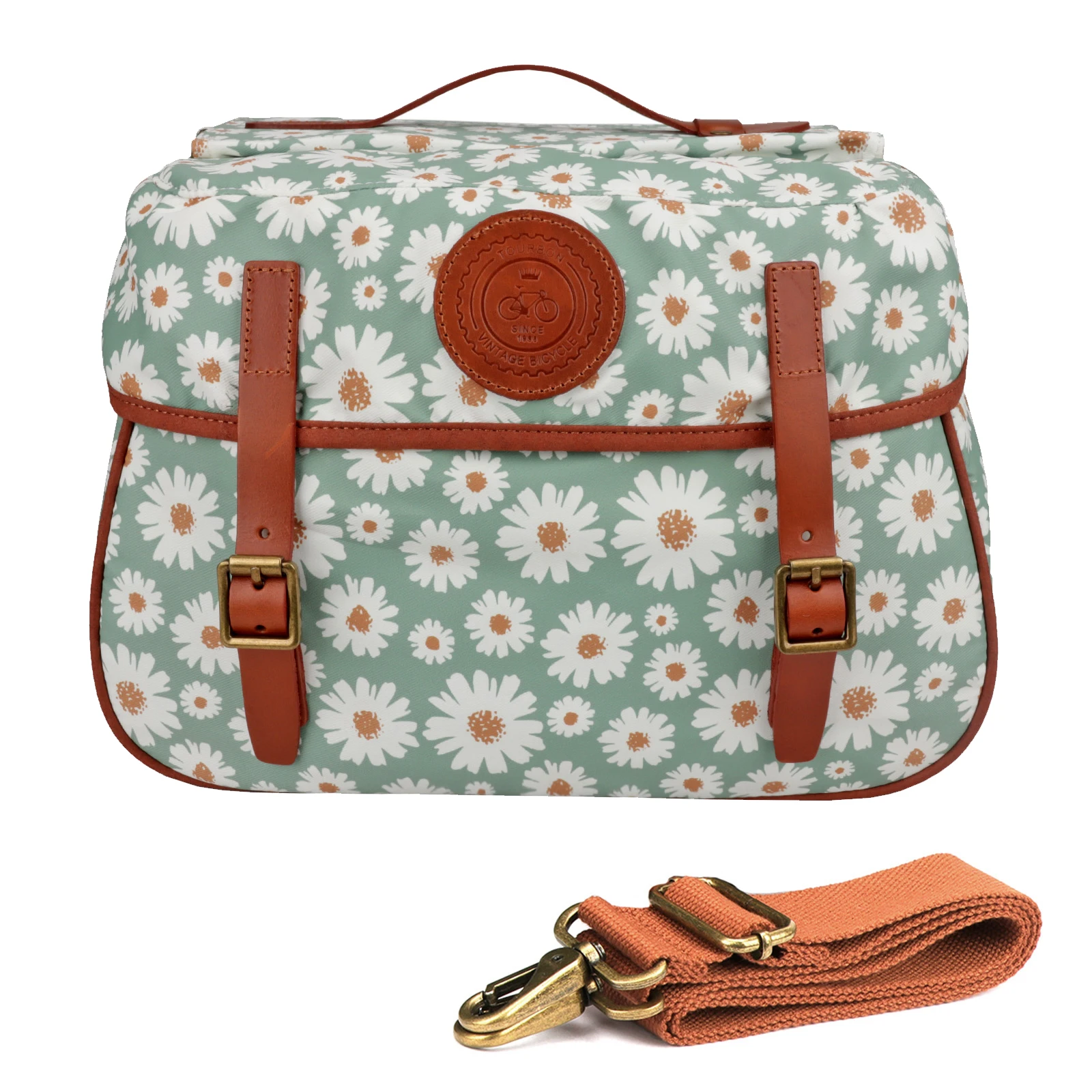 Tourbon-Bolsa de almacenamiento para asiento trasero de bicicleta, portaequipajes de lona encerada, Estilo Vintage, accesorios para ciclismo - imagen 3