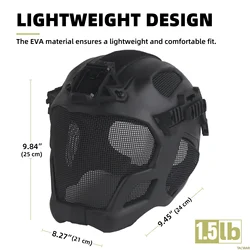 Casco EVA Pro Airsoft cara completa con riel NVG malla transpirable