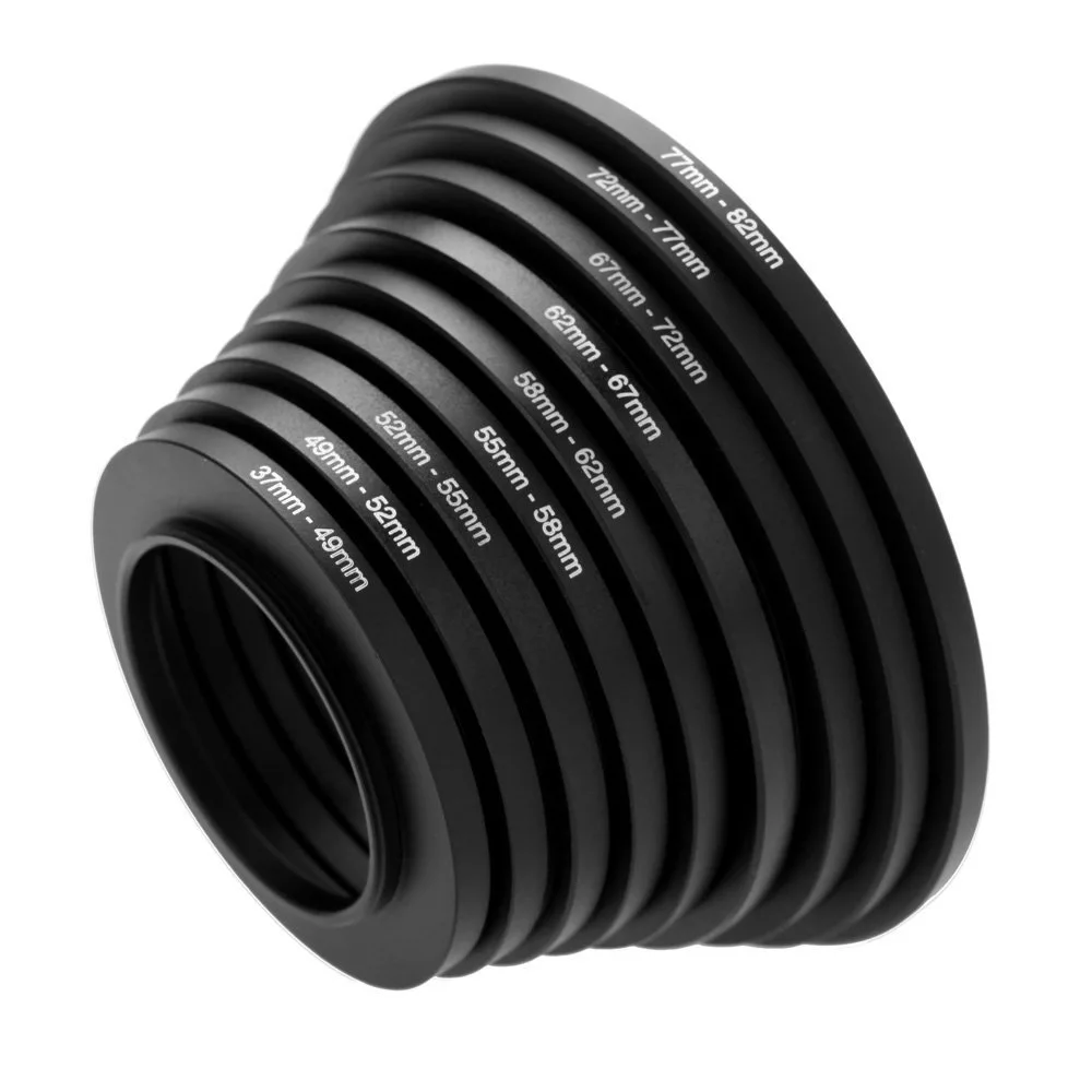 Adaptador de elevador de filtro de lente de cámara, Kit de instalación de 18 piezas, adecuado para todo tipo de lentes de filtro de Metal, anillo adaptador 37-82 82-37 - imagen 3