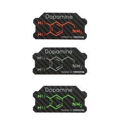 Parches tácticos reflectantes de fibra de carbono, insignias luminosas de dopamina HO NH2 para exteriores, accesorios DIY para ropa y mochilas