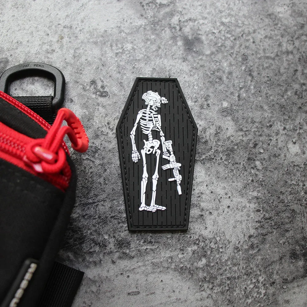 Projektmonark parches luminosos de PVC para ropa, esqueleto de moral táctica antiniebla, insignia de goma para mochila, casco, brazalete - imagen 4