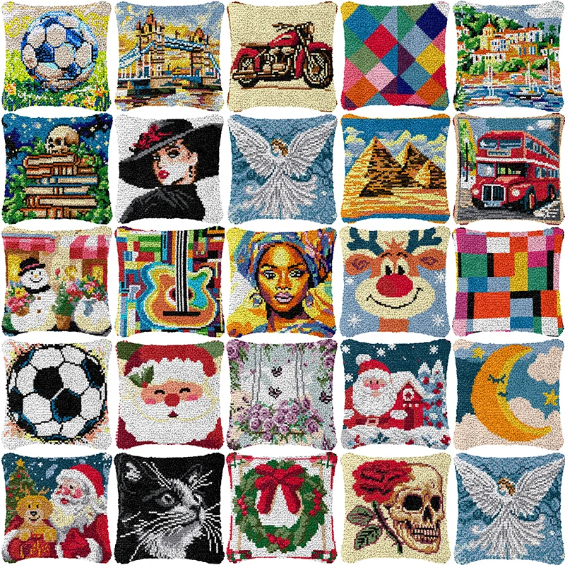 Kits de gancho de pestillo Angel Lady, alfombra con patrón clásico africano, Kit de enganche, cojín de punto anudado de Navidad, alfombra, almohada bordada - imagen 2