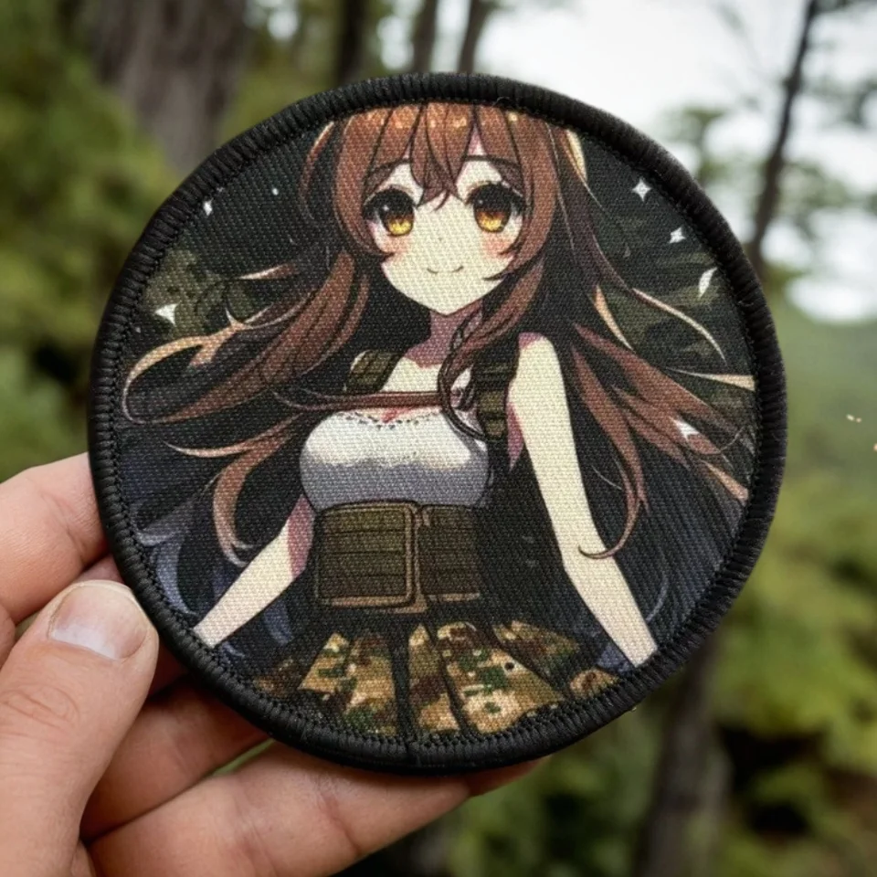Anime Girl Printing Patch Beauty Morale Badge  Hook&Loop Tactical Military Backpack Armband Hats Stickers Patches for Clothing - imagen 4