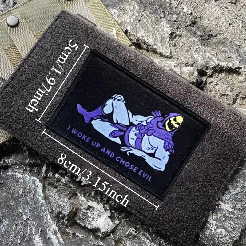 Parche I WOKE UP AND CHOSE EVIL con estampado de insignia táctica, gancho y Loo Morale, brazalete, mochila, ropa, pegatina decorativa - imagen 4