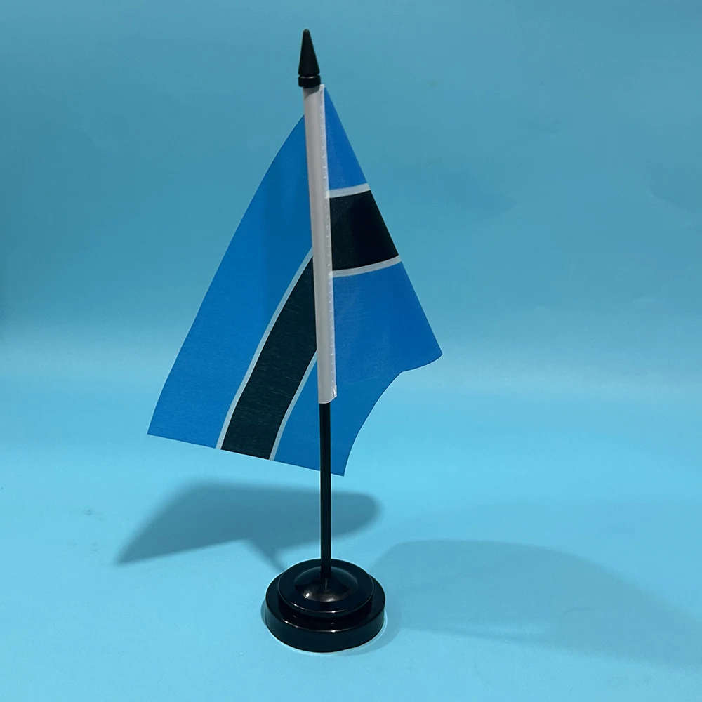 BANDERA DE SKY, escritorio de oficina, bandera pequeña de Botswana, 14x21cm, poliéster, BWP, bandera nacional de Botswana, pancarta de país, adornos de escritorio - imagen 5