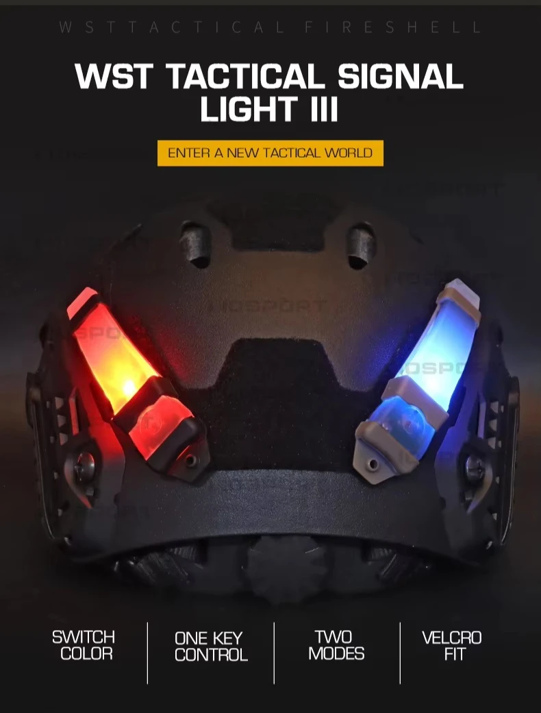 Luz de señal táctica negra montada en casco