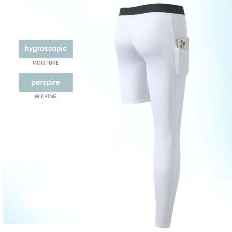Pantalones deportivos de compresión para hombre y mujer, pantalones de entrenamiento de secado rápido, elásticos, transpirables, para baloncesto, correr y Fitness, 1 piezas - imagen 3