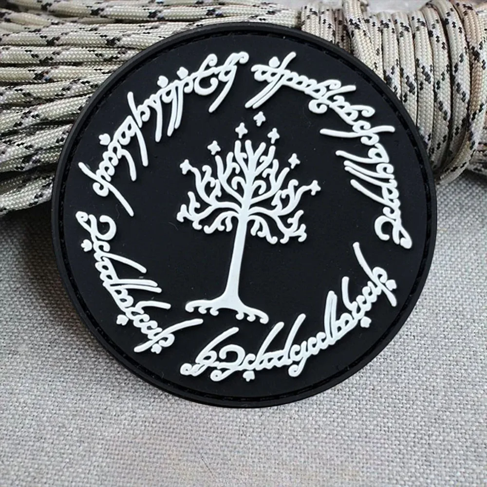 Parches tácticos de moral "El árbol de Gondor", parche divertido de PVC con gancho y bucle, insignia militar, brazalete, pegatinas para mochila - imagen 4