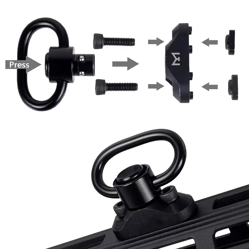 Eslingas tácticas MAG RS GBB QD, anillo giratorio, adaptador de perno MLOK, riel de 20mm, Clip de hebilla de caza para Rifle Airsoft AR15 AK47 - imagen 4