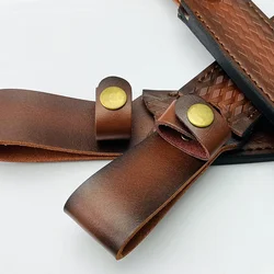 Funda de cuero vaca táctica para cuchillo recto con hebilla latón