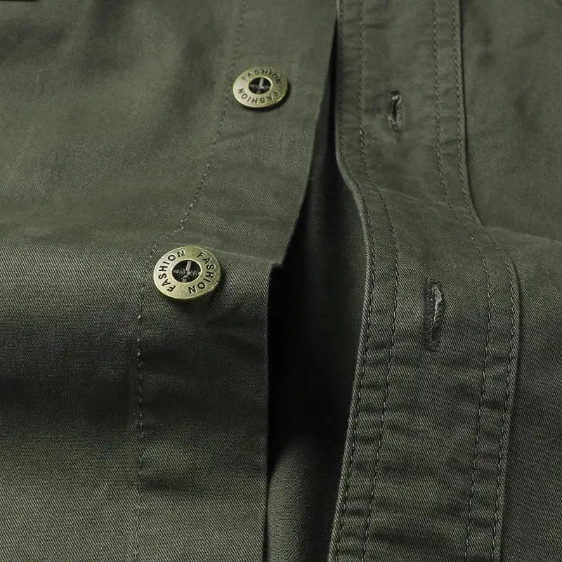 Camisas militares de carga para hombre, Tops ajustados informales de algodón, camisa táctica de manga larga para exteriores, camisas de trabajo de mezclilla del ejército, primavera y otoño - imagen 5