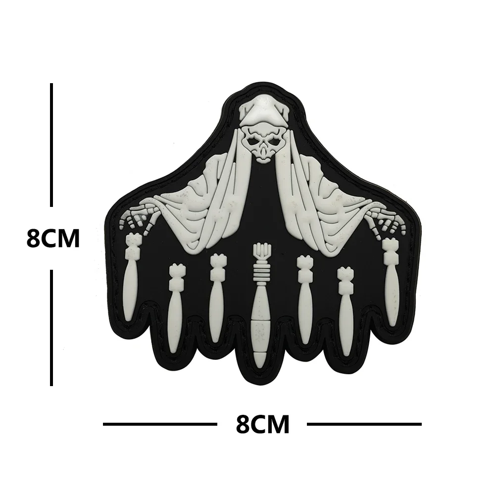 La muerte tiene la bomba que brilla en la oscuridad, brazalete de goma, insignia táctica, apliques de Halloween, correas, parches con gancho - imagen 3