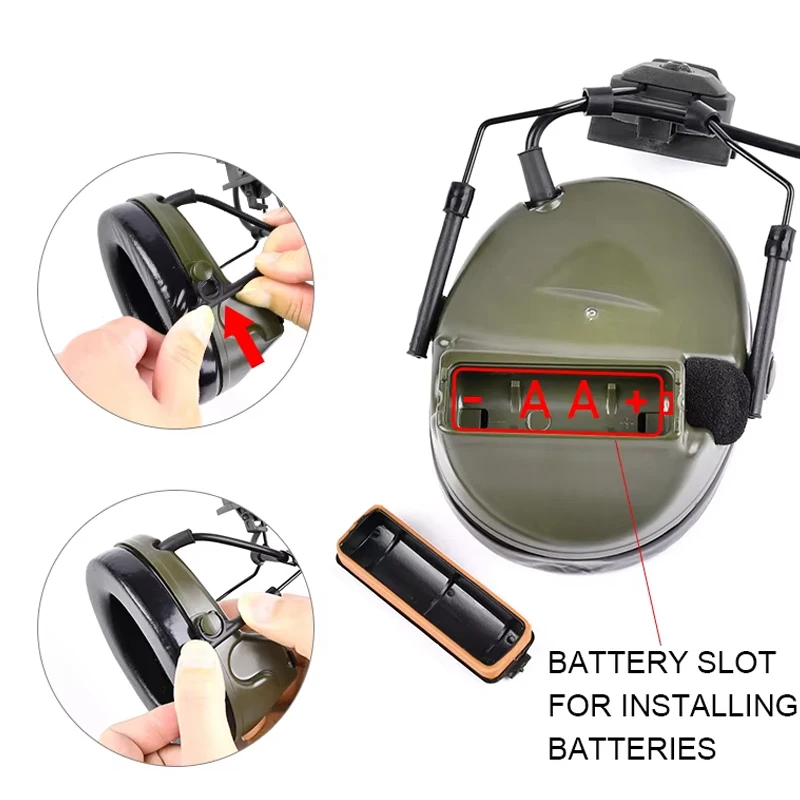 WADSN C2 orejeras de tiro casco táctico auriculares Protector auditivo electrónico caza auriculares con reducción activa de ruido - imagen 4