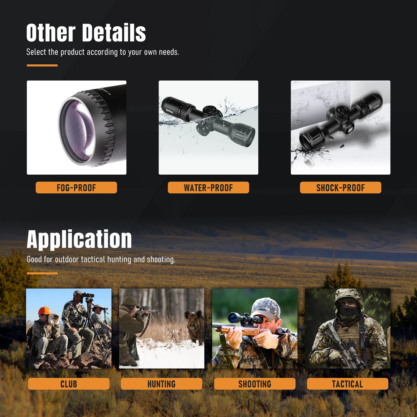 SPINA OPTICS HD 2-10x32 AO LPVO mira retícula grabada de vidrio gran angular súper compacta 7,5 yardas a alcance de parallax infinito 22LR.223etc. - imagen 5