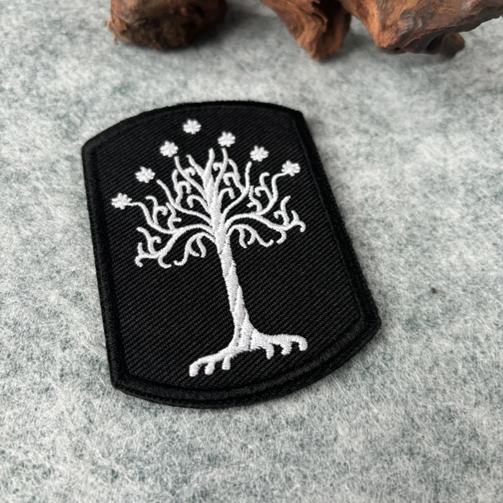 Parche bordado de árbol de Gondor, insignias de moral militar táctica, parches de bucle de gancho, pegatina para mochila para brazalete de ropa - imagen 4