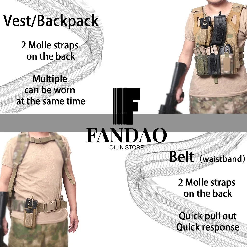 Bolsas para revistas Molle tácticas de doble bolsillo para almacenamiento de revistas de 5,56/9mm, bolsa de transporte para chaleco Airsoft, mochila con cinturón - imagen 5