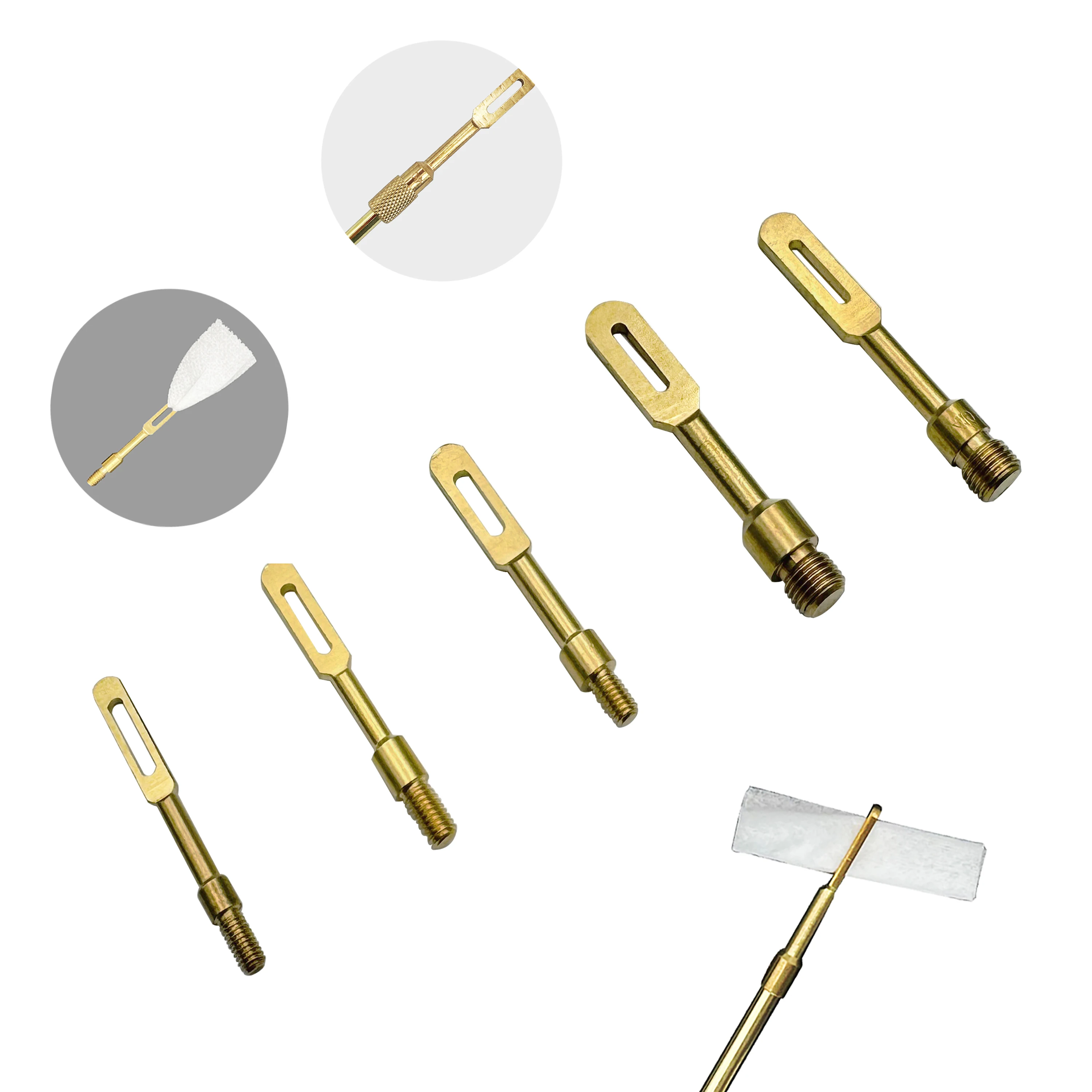 Soporte de parche de barril de orificio para limpieza de pistola, punta de bucle ranurado de latón, rosca 8-32 para mantenimiento de pistola de Rifle de 12 GA 5,56mm, 2 uds. - imagen 2