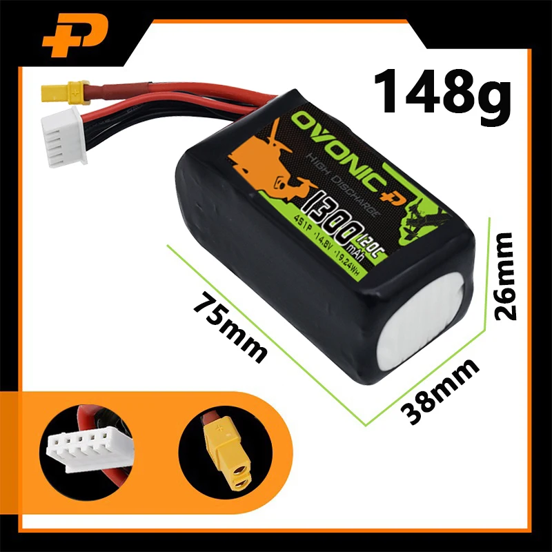 Batería Lipo de 1300/1550mAh, 100/120C, 4S, 14,8 V, para helicóptero RC, cuadricóptero, FPV, piezas de Dron de carreras, batería recargable de 4S - imagen 4