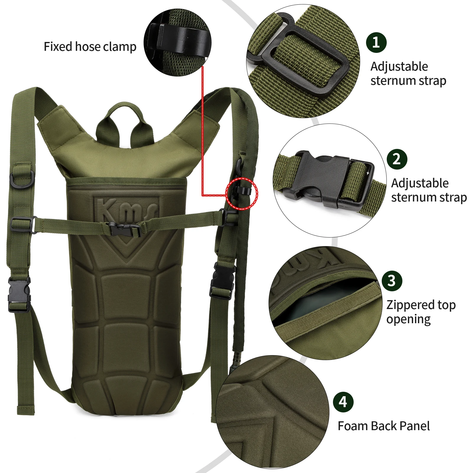 Mochila hidratación táctica con vejiga 3L – Running y ciclismo - imagen 2