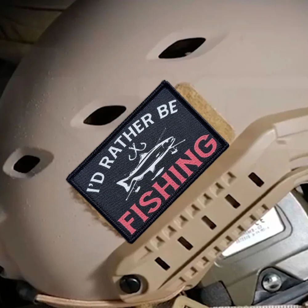Preferiría estar pesca moral parche táctico parches de gancho y bucle insignia militar pegatinas para mochila brazalete casco apliques - imagen 2