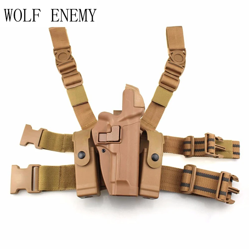 Funda táctica para pierna M92, cinturón de paleta para muslo derecho, nivel 3, funda para pistola de servicio de bloqueo con bolsa para linterna de revista para M9 M92 - imagen 2