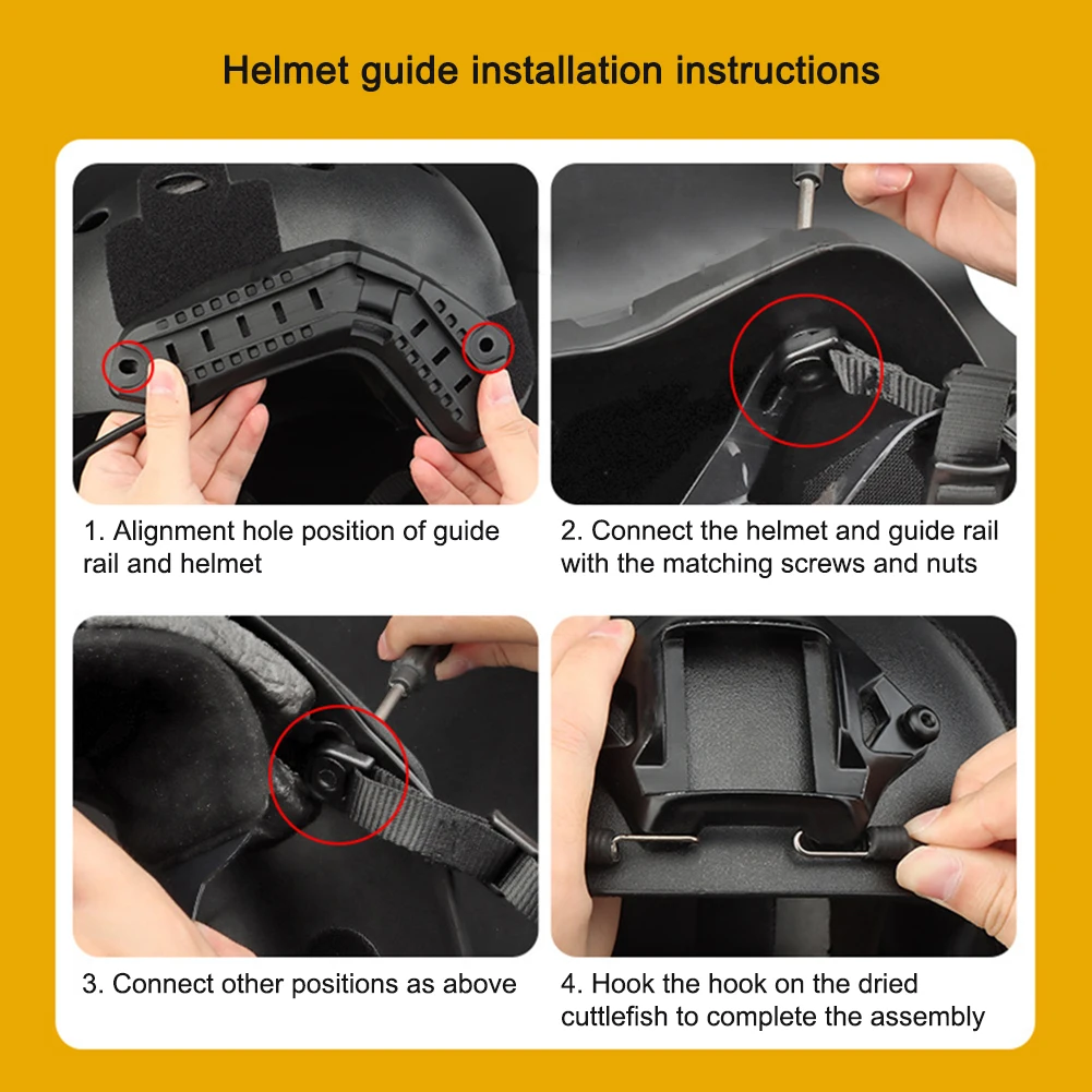 Juego de rieles guía laterales para casco táctico al aire libre, riel para casco de arco para adaptador de guía de casco rápido, accesorios para casco de caza y tiro - imagen 5