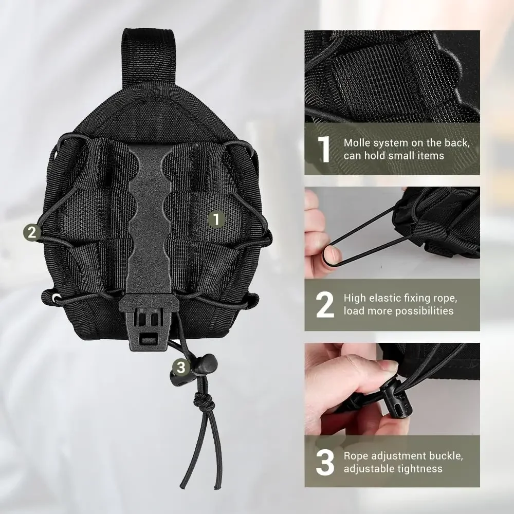 Soporte para esposas tácticas individual/doble, bolsa Molle con tapa abierta, funda Universal para esposas, funda para grilletes, riñonera para cinturón de servicio - imagen 5